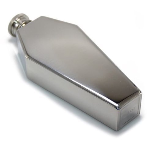 Coffin Flask in Silver or Black The Apocalypse Drinking Vessel of Choice Stainless Steel 2