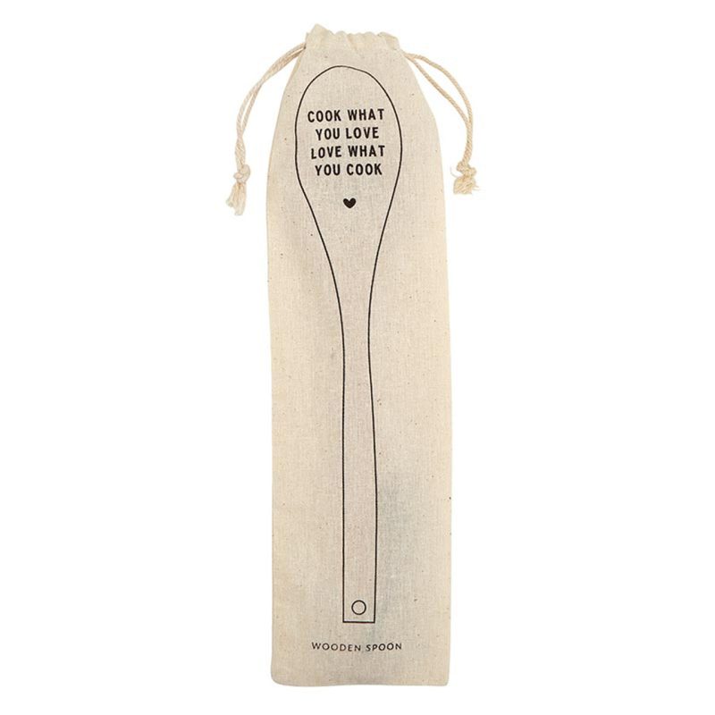 Cook What You Love Love What You Cook Wooden Spoon In a Muslin Gift Bag 2