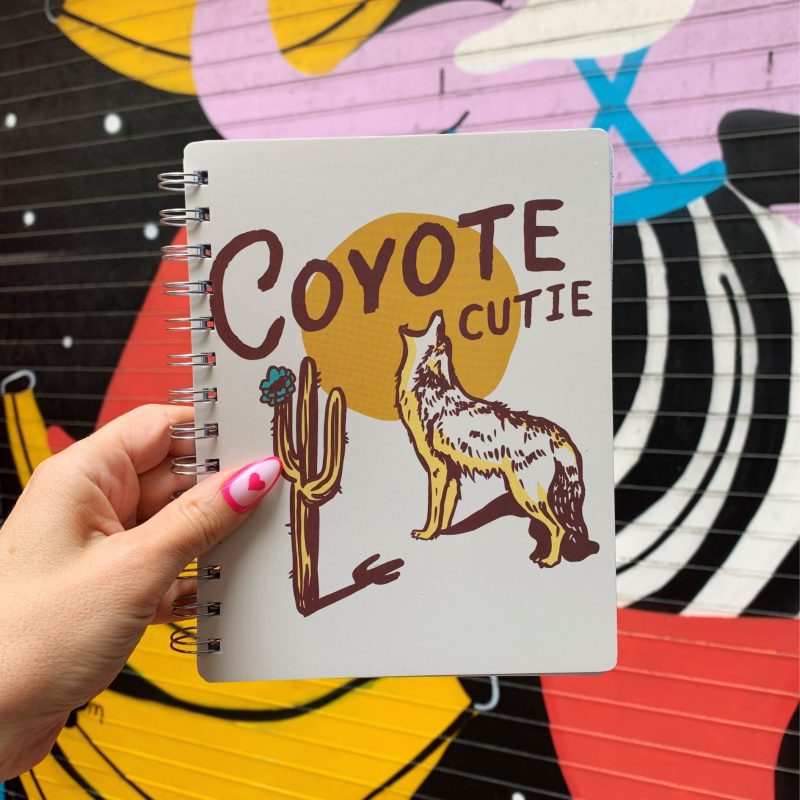 Coyote Cutie Spiral Double Sided Notebook Howling Coyote Design Journal 120 Lined Pages