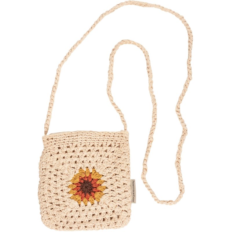 Crochet Sunflower Crossbody Bag Shoulder Sling Handbag 8 x 8 2