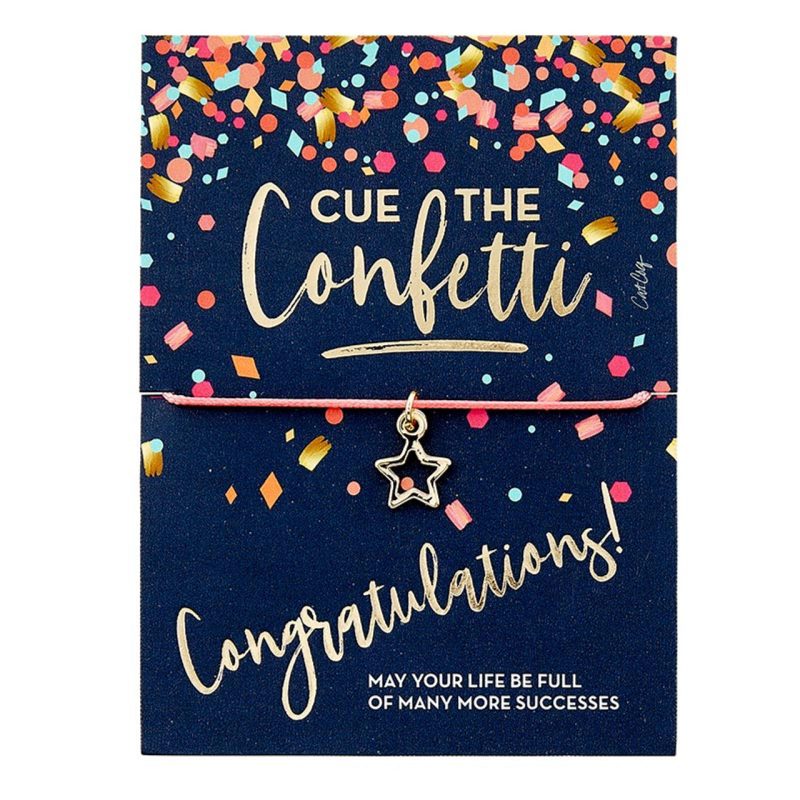 Cue the Confetti Congratulations Bracelet on a Gift Card Star Charm Jewelry 3