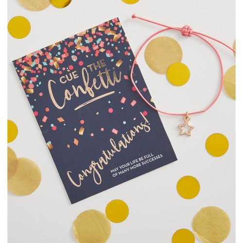 Cue the Confetti Congratulations Bracelet on a Gift Card Star Charm Jewelry 5