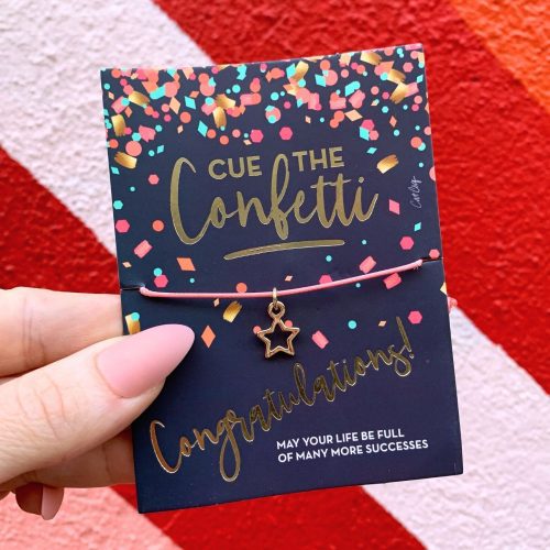 Cue the Confetti Congratulations Bracelet on a Gift Card Star Charm Jewelry 6