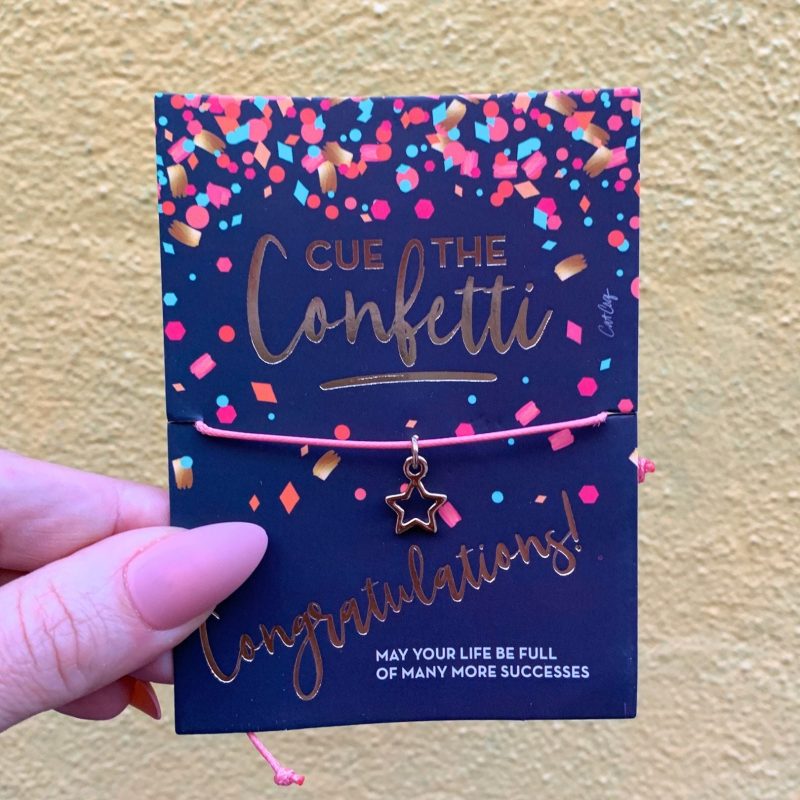 Cue the Confetti Congratulations Bracelet on a Gift Card Star Charm Jewelry