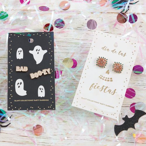 DEAL OF THE DAY Bad and Boozy Party Earrings Mismatched Earrings on Halloween Themed Card Gift for Her 3