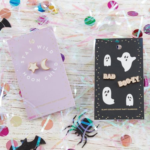 DEAL OF THE DAY Bad and Boozy Party Earrings Mismatched Earrings on Halloween Themed Card Gift for Her 4