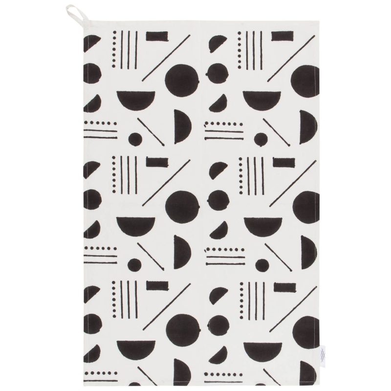 Domino Cotton Block Printed Dishtowel Minimalist Cotton Hand Tea Dish Cloth 18 x 28 5