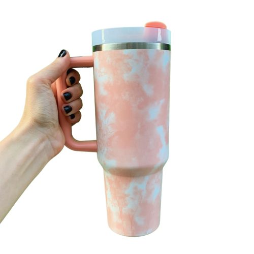 Dreamy Clouds 40 oz Stainless Steel Insulated Handle Tumbler XL Size with Straw 3