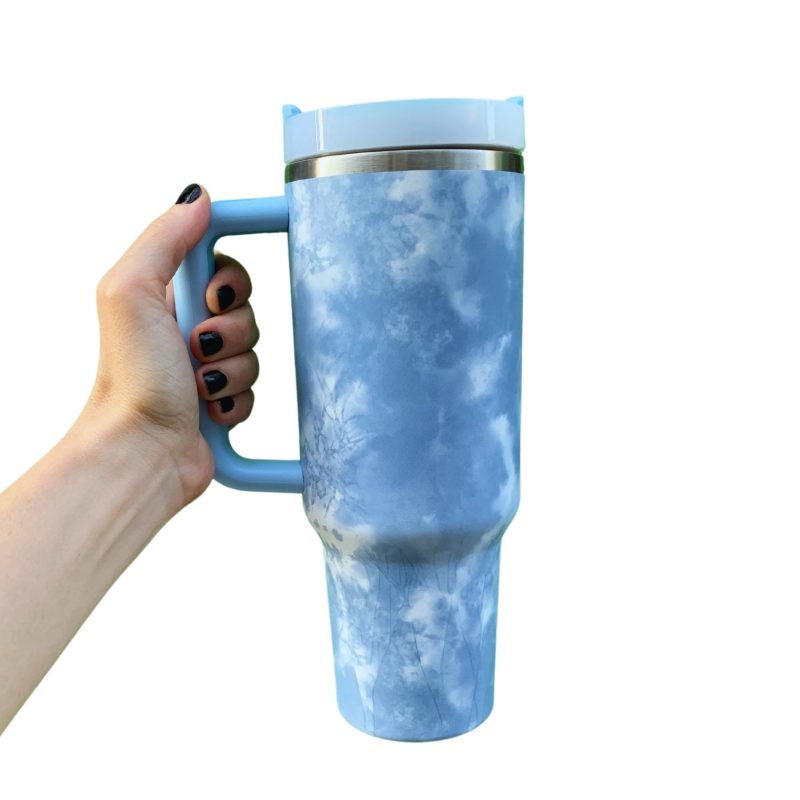 Dreamy Clouds 40 oz Stainless Steel Insulated Handle Tumbler XL Size with Straw