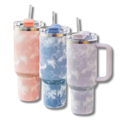 Dreamy Clouds 40 oz Stainless Steel Insulated Handle Tumbler XL Size with Straw 9