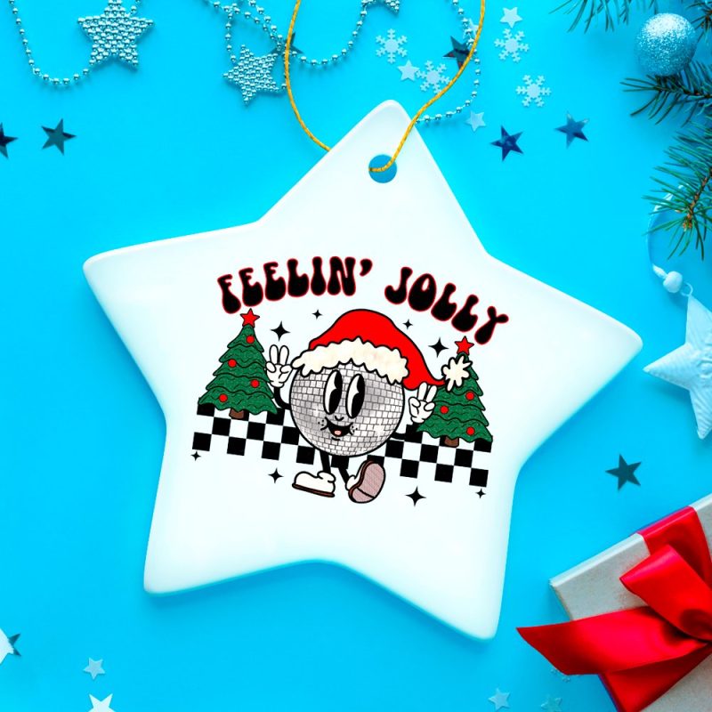 FORPRODUCTFeelinJollyRetroDiscoChristmasOrnament3DRealisticMockup 099