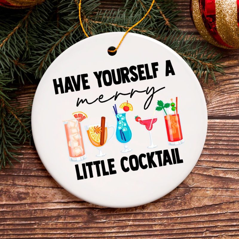 FORPRODUCTHaveYourselfaMerryLittleCocktailChristmasOrnament3DRealisticWhiteOrnamentMockup 02