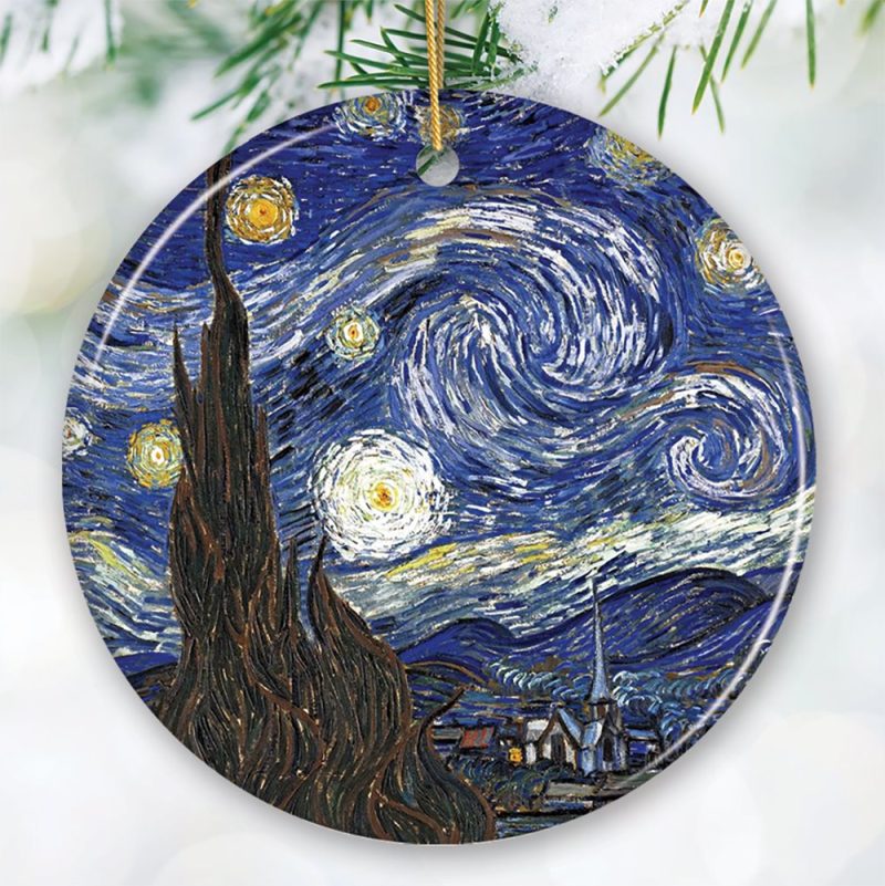 FORPRODUCTVincentVanGoghTheStarryNightCeramicOrnament FamousPaintingChristmasDecorationSouvenirCircle