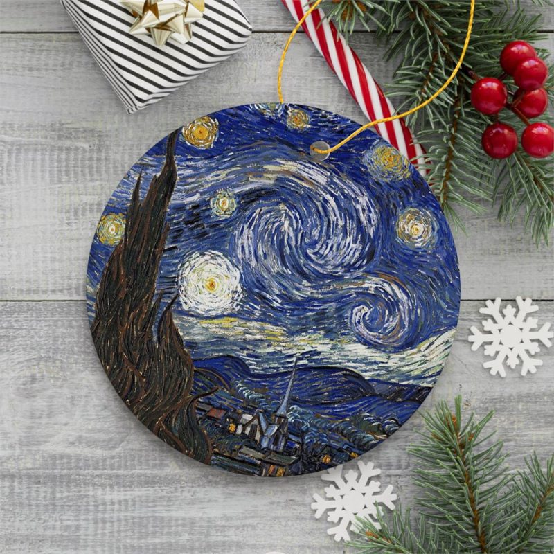 FORPRODUCTVincentVanGoghTheStarryNightCeramicOrnament FamousPaintingChristmasDecorationSouvenirCircle3DMockup 10