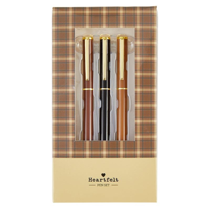 Favorite Memories 3 Piece Pen Set Fathers Day Dad Gift For Him Set Of 3 Giftable Pens in Plaid Box Refillable 3