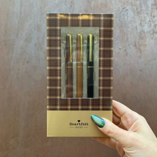 Favorite Memories 3 Piece Pen Set Fathers Day Dad Gift For Him Set Of 3 Giftable Pens in Plaid Box Refillable 5