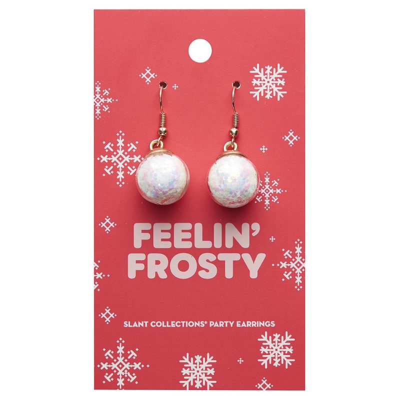 Feelin Frosty Party Earrings Shimmery Snowballs Novelty Earrings