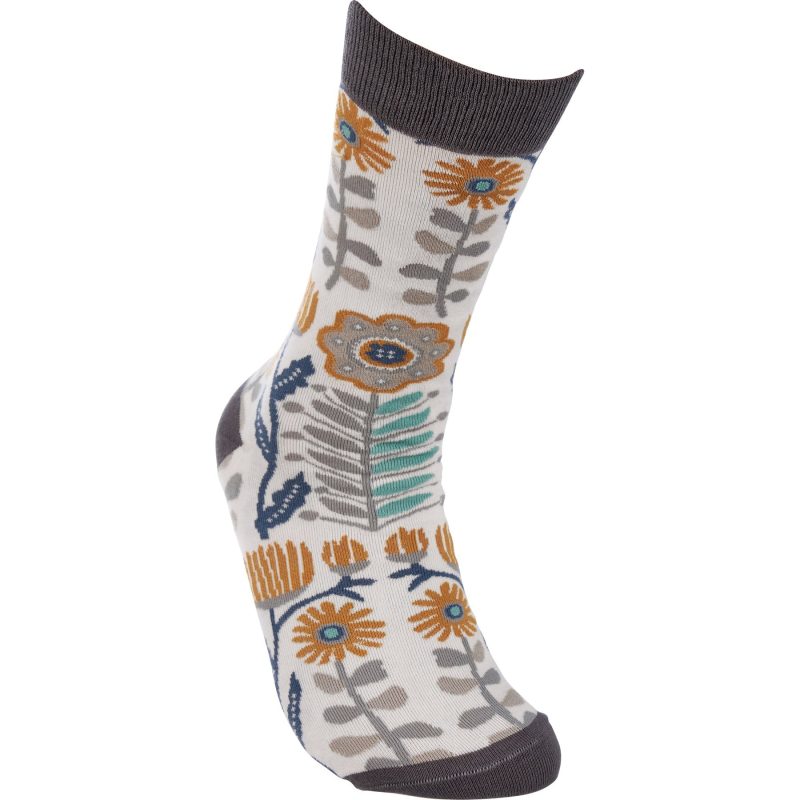 Folk Art Floral Socks in Multicolor Unisex 2