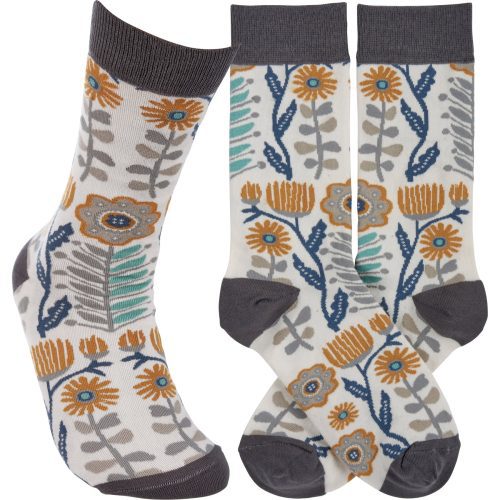 Folk Art Floral Socks in Multicolor Unisex 3