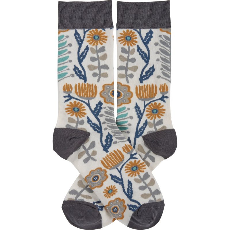 Folk Art Floral Socks in Multicolor