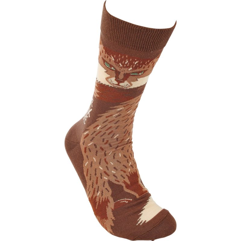 For Fox Sake Funny Socks in Brown Unisex 2