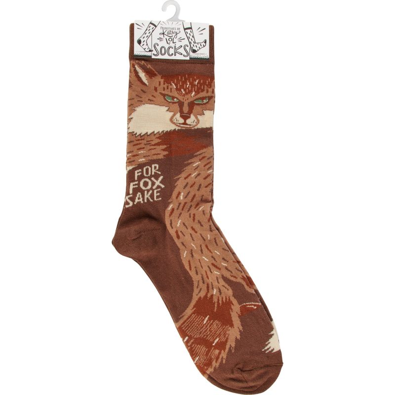 For Fox Sake Funny Socks in Brown Unisex 4