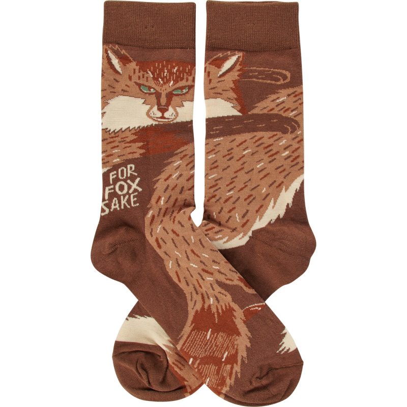 For Fox Sake Funny Socks in Brown