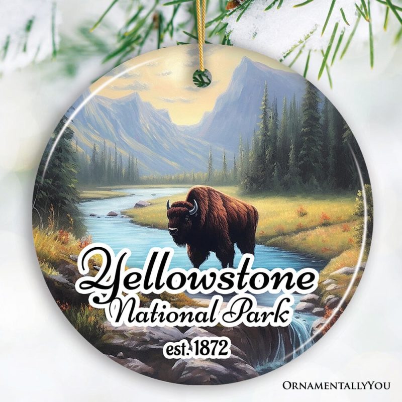 ForProduct 01ArtisticYellowstoneNationalParkChristmasOrnament GiftforNatureLoversCircleMockupGroup 05