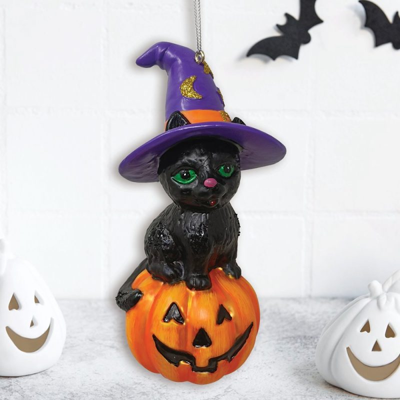 ForProduct 01BlackCatonPumpkinSpookyGlassChristmasOrnament WitchHatHalloweenThemeMockupGroup 03 01