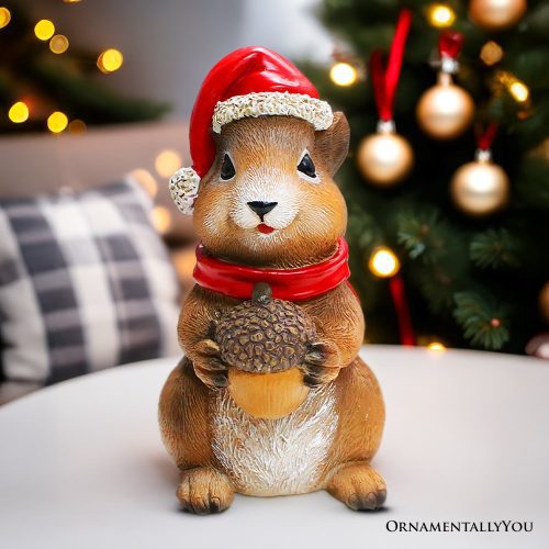 ForProduct 01CharmingChipmunkwithSantaHatFigurine 5PlayfulChristmasRodentGardenStatue