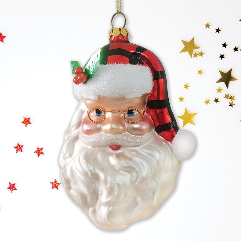 ForProduct 01CheerfulSantaHeadwithPlaidHatSparklingBlownGlassChristmasOrnamentMockupGroup 05 01