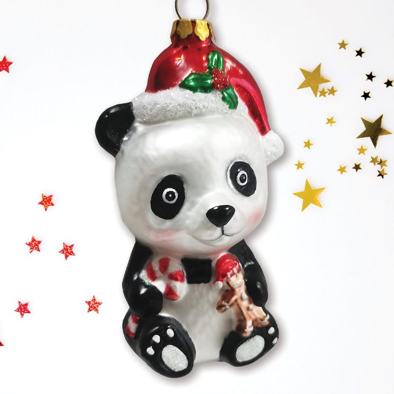 ForProduct 01CutePandawithSantaHatandGiftBlownGlassChristmasOrnamentMockupGroup 05 01