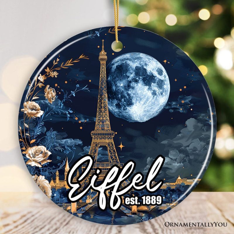 ForProduct 01EiffelTowerMajesticNightViewChristmasOrnament FranceSouvenirandGiftCircleMockupGroup 08