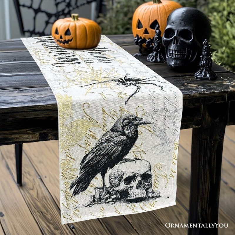 ForProduct 01Elegant72GothicJacquardTableRunner HalloweenTableclothwithSpiderWebsandBlackRavens cf3b760d 64b2 4a65 8367 affde885f5ec