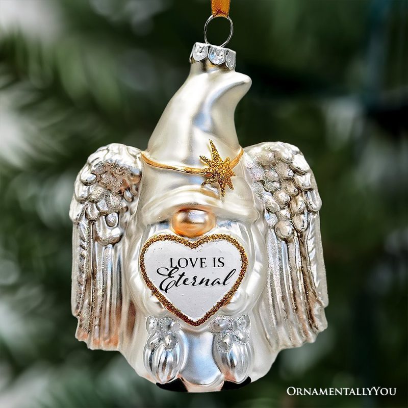 ForProduct 01EternalAngelicGnomeGlassOrnament WhiteAngelDelicateSentimentalTreeDecoration