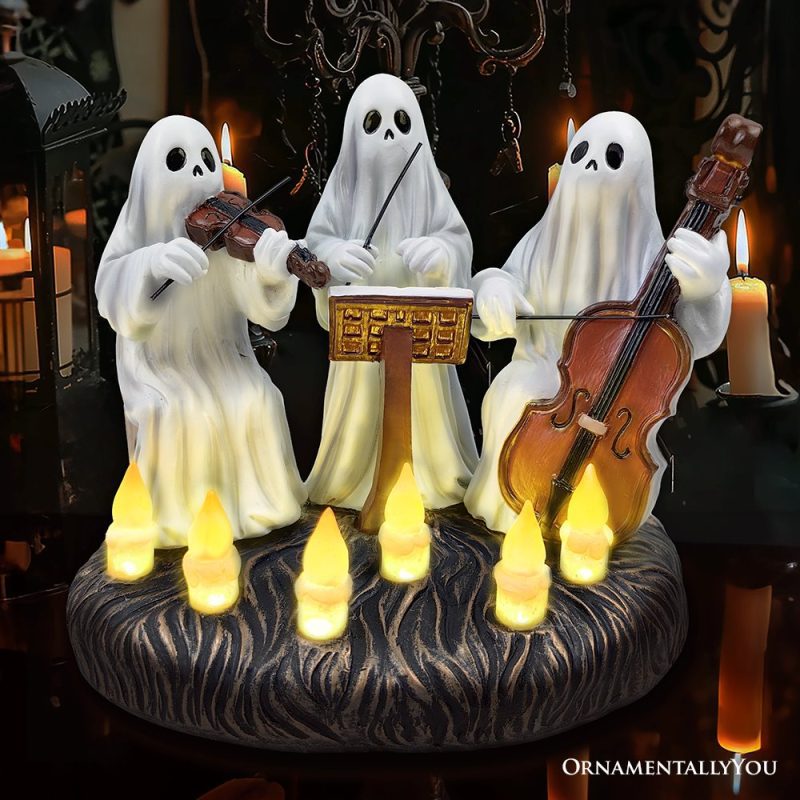 ForProduct 01GhostlyEnsembleTrioLightedSpookyHomeFigurine 5.5LEDHauntedHalloweenGhostStatue