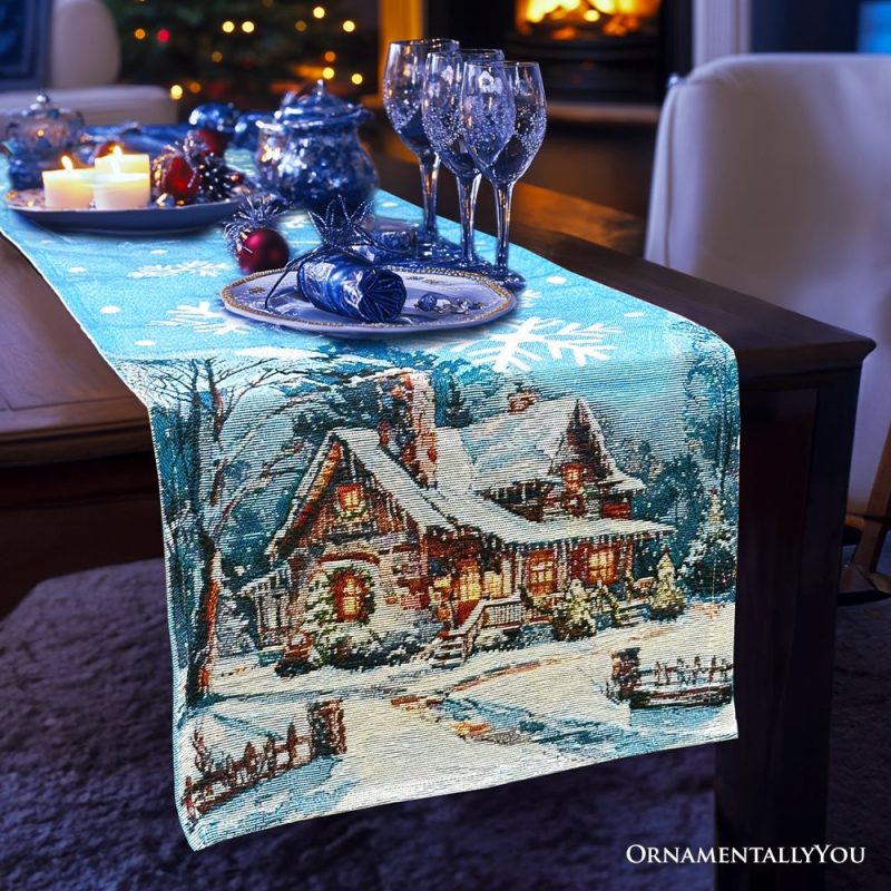 ForProduct 01GracefullyArtfulWinterCabin72TableRunner MerryChristmasBlueRectangleTableclothwithSnowflakes 693fc3b9 50c4 4b8d 8eff 5e20ac8883e0