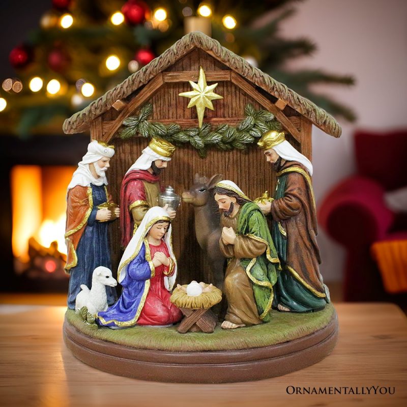 ForProduct 01RadiantNativitySceneHandcraftedStatueFigurine 7BirthofJesusChristianHomeDecoration