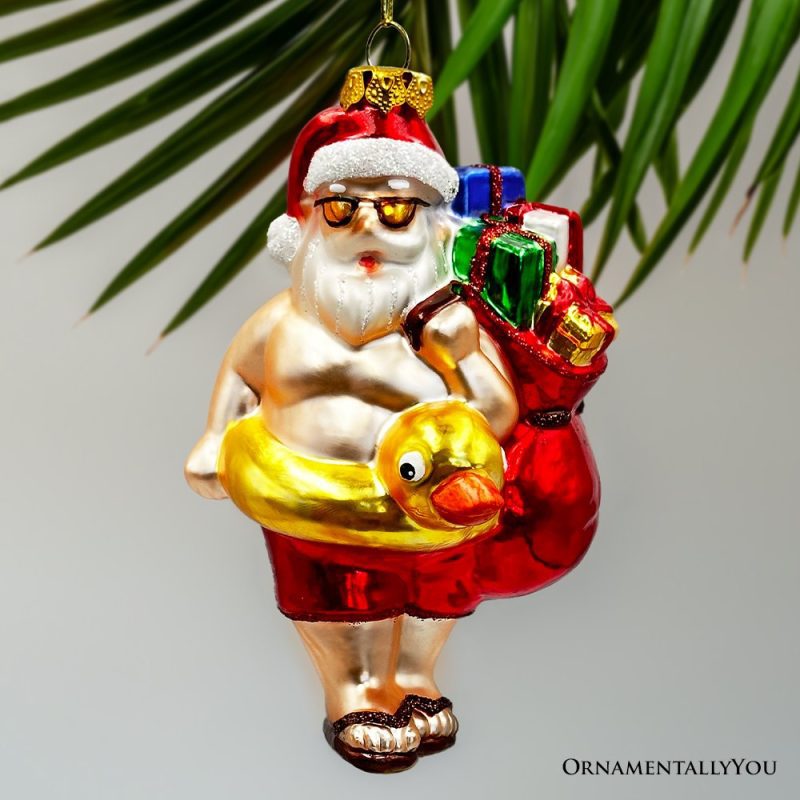 ForProduct 01SantaonSummerVacationinthePoolQuirkyGlassChristmasOrnament RubberDuckeyTropicalHolidayDecor 70c1186c 2ad8 4121 92cf 5ae3f6b8fb1a