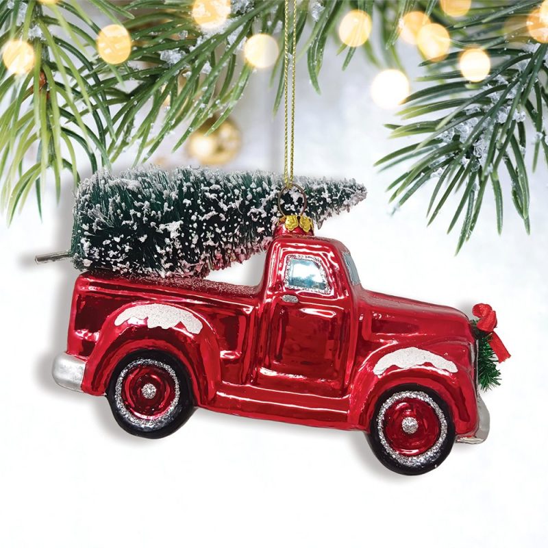 ForProduct 01TraditionalRedTruckwithOrnamentalTreeGlassChristmasOrnamentMockupGroup 05 01