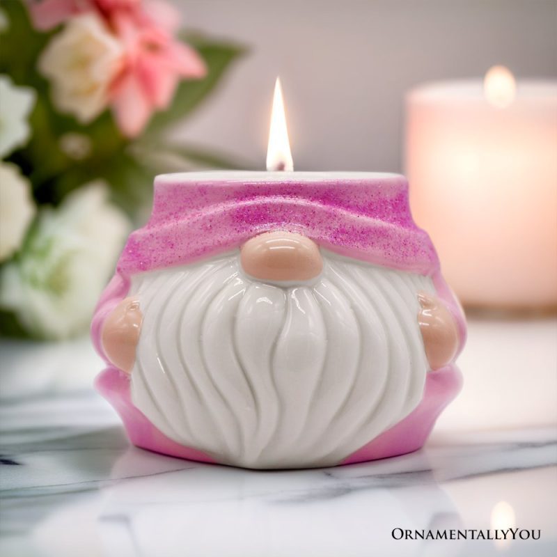 ForProduct 02AdorablePinkGnomeCeramicCandle HolidayHomeDecoration