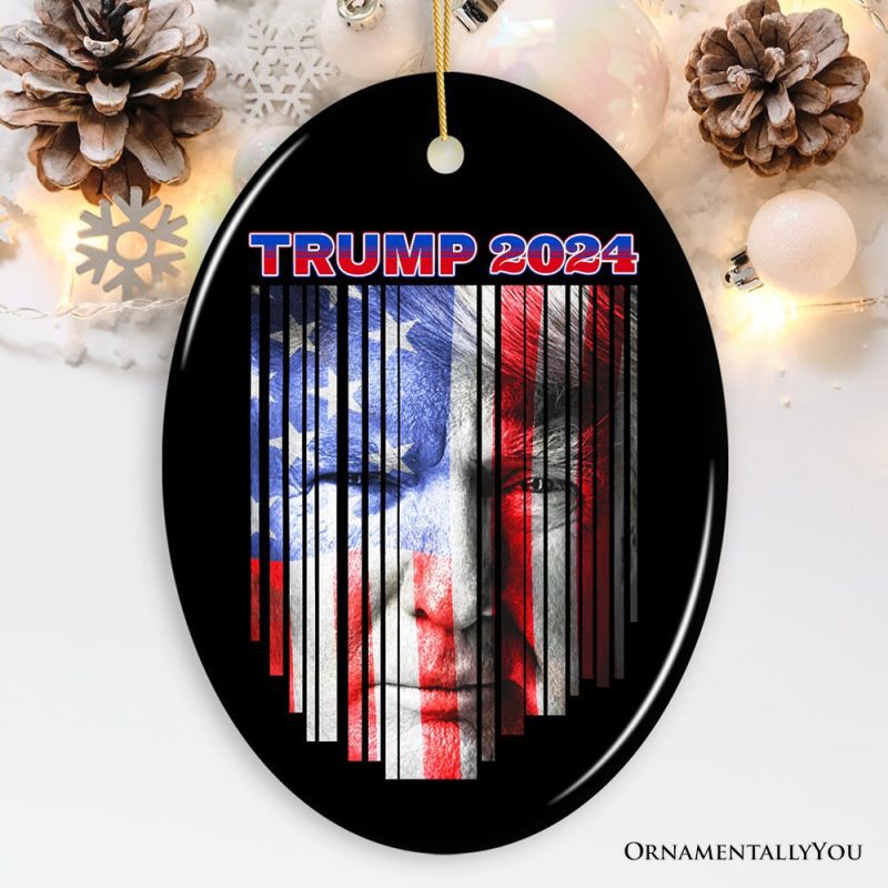 ForProduct 02AmericanFlagTrump2024Ornament ElectionSupportChristmasGiftOvalMockupGroup 08