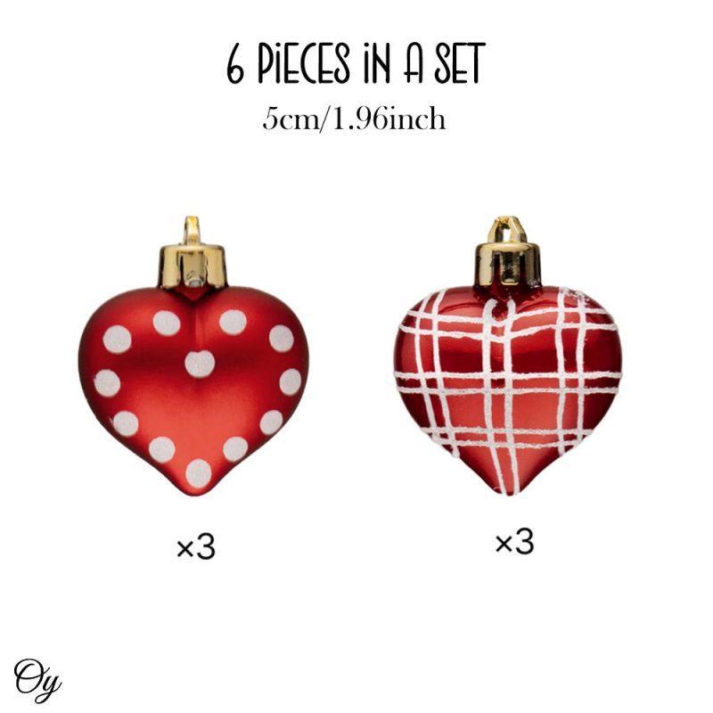 ForProduct 02CuteandGlamorousHeartShapedChrristmasOrnamentSet 6ShatterproofLoveBaubles 1