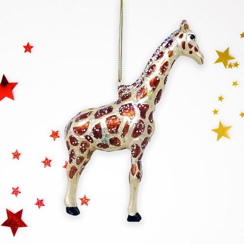 ForProduct 02GiraffeGlassChristmasOrnamentWhiteBackgroundGoldRedStar