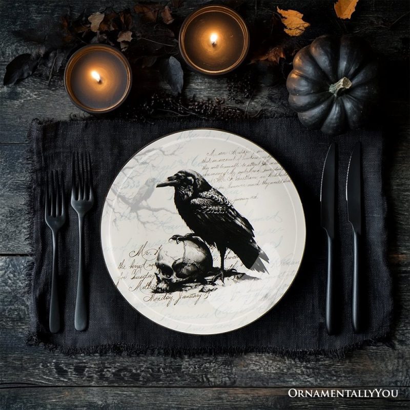 ForProduct 02GothicEleganceSetof4PlateswithRealGoldTrim HalloweenTablewareCollectionforSalad Dessert Appetizer andSidePlates