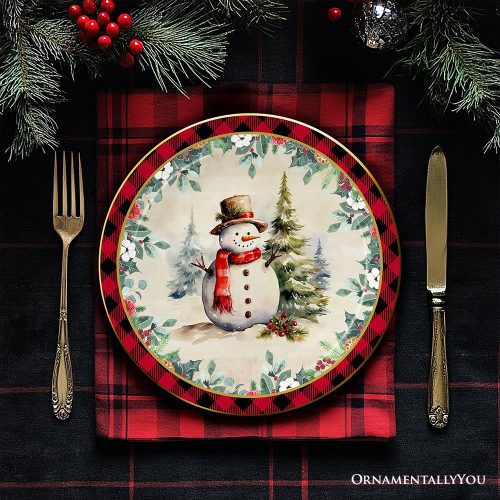 ForProduct 02HolidayCheerSetof4PlateswithRealGoldPlaidTrim ChristmasTablewareCollectionforSalad Dessert Appetizer andSidePlates