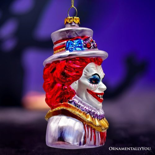 ForProduct 02HorrorClownHeadGlassOrnament GothicHalloweenTreeDecor