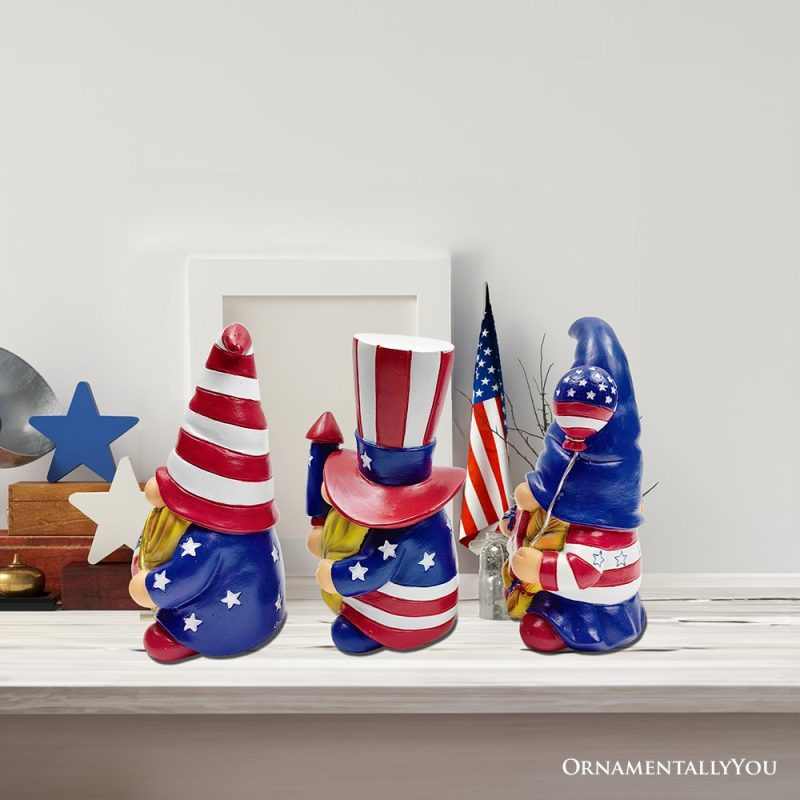 ForProduct 02PatrioticGnomeTrioFigurines 6SetofThreeGardenStatuesandJuly4thDecoration