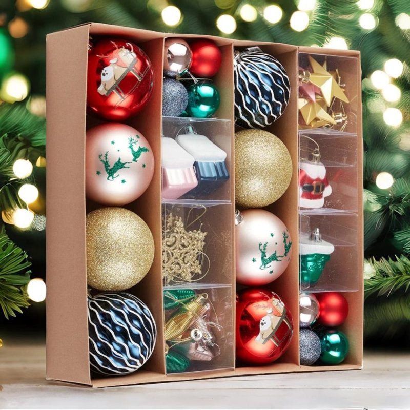 ForProduct 02PremiumChristmasOrnamentEclecticBundleSet 60GlitterFilledBaubles Homes StarCharms