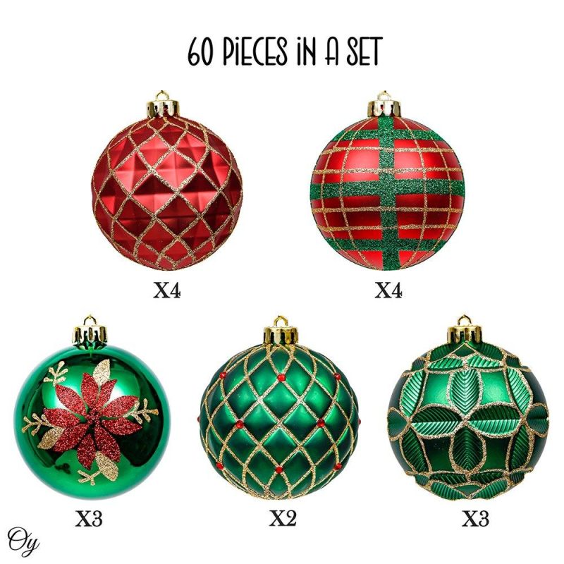 ForProduct 02RedGreenandGoldMajesticChristmasOrnamentBundleSet 16Baubles